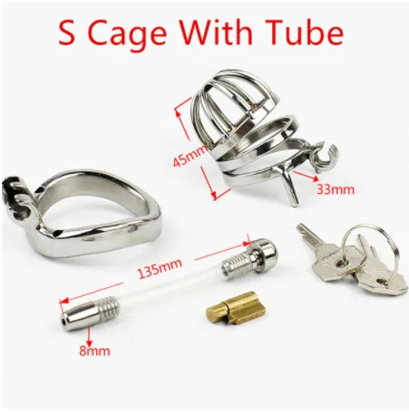 Edelstahl Keuschheitskäfig für Männer – Cock Cage mit Ring, Schloss & Katheter | 3 Ringgrößen | Xespera21