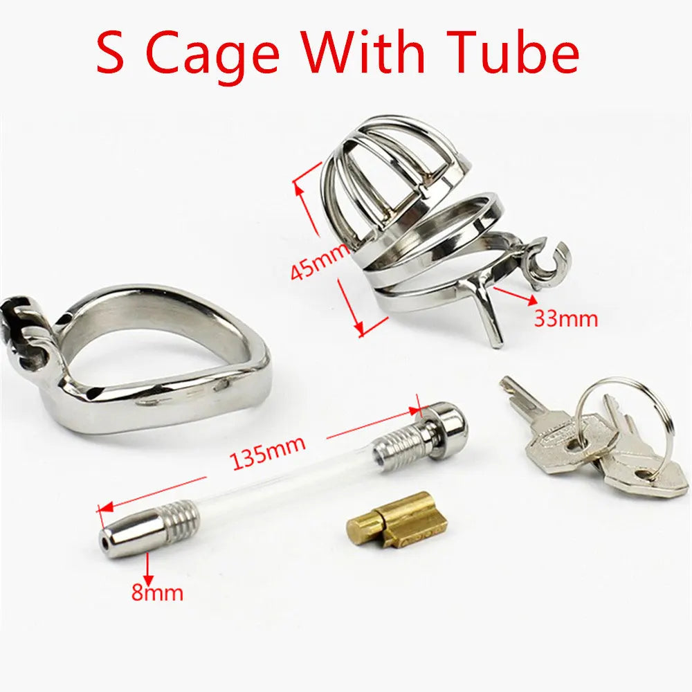 Edelstahl Keuschheitskäfig für Männer – Cock Cage mit Ring, Schloss & Katheter | 3 Ringgrößen | Xespera21