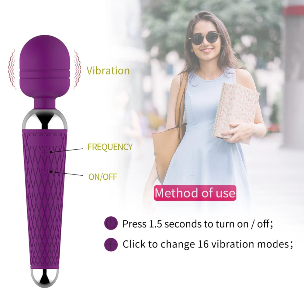 Vibrator mit 16 Vibrationsmodi – 18 cm / Wasserdicht & USB-aufladbar