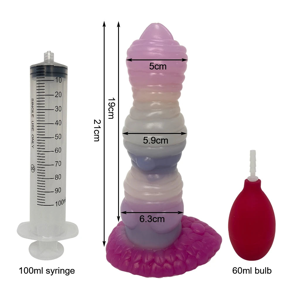 Squirt Dildo mit Saugnapf & Ejakulation – Gebogenes Silikon-Design | Tierisch inspiriert | Für Anal & G-Punkt | Xespera21
