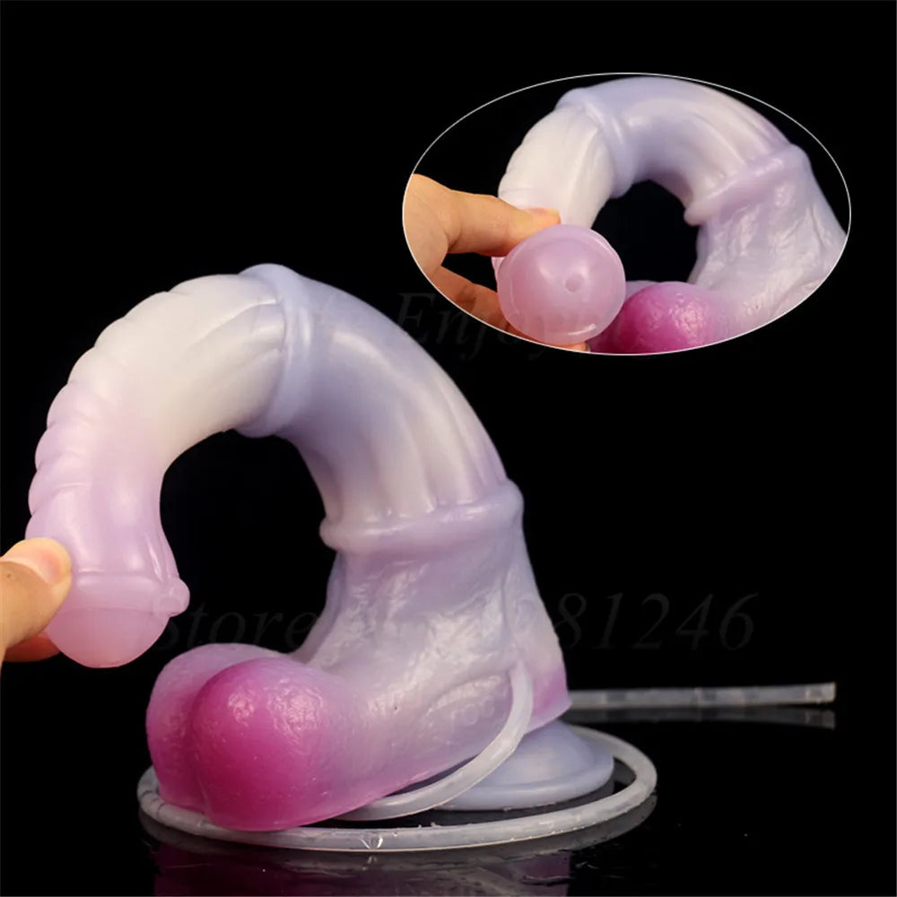 Squirt Dildo mit Saugnapf & Ejakulation – Gebogenes Silikon-Design | Tierisch inspiriert | Für Anal & G-Punkt | Xespera21