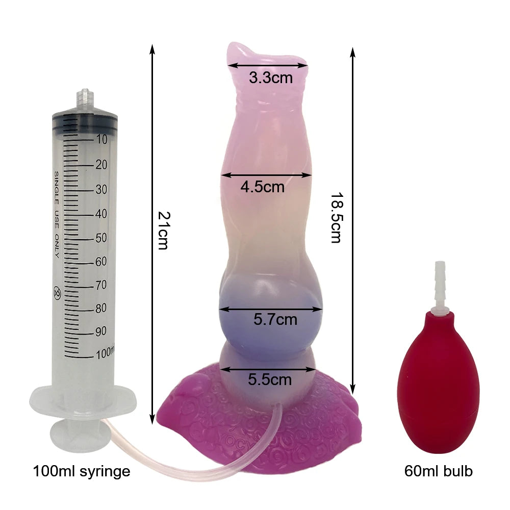Squirt Dildo mit Saugnapf & Ejakulation – Gebogenes Silikon-Design | Tierisch inspiriert | Für Anal & G-Punkt | Xespera21