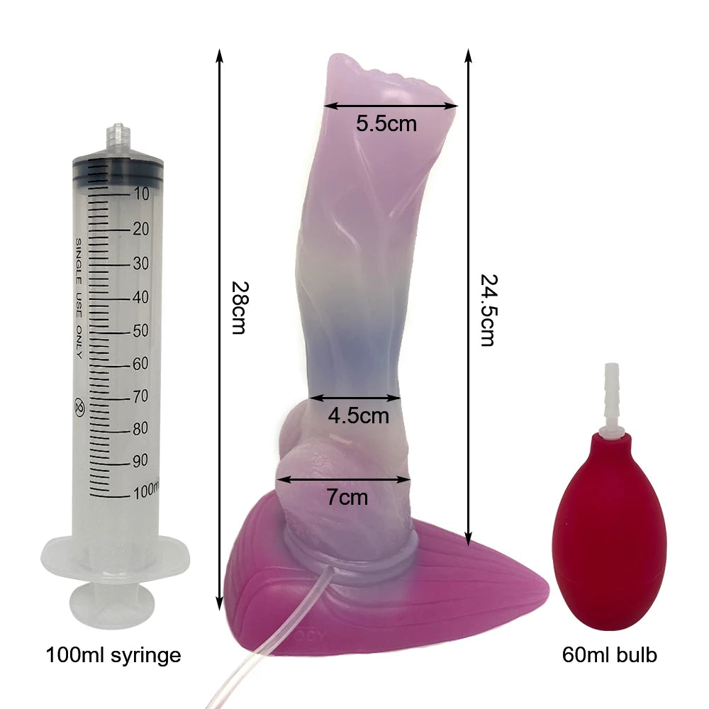 Squirt Dildo mit Saugnapf & Ejakulation – Gebogenes Silikon-Design | Tierisch inspiriert | Für Anal & G-Punkt | Xespera21