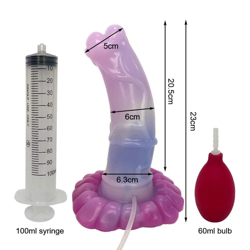 Squirt Dildo mit Saugnapf & Ejakulation – Gebogenes Silikon-Design | Tierisch inspiriert | Für Anal & G-Punkt | Xespera21